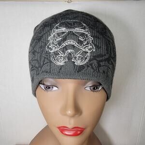 Star Wars Black & Grey Knit Beanie w/ Embroidered Stormtrooper